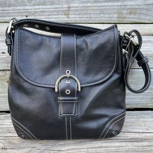 Vintage COACH Soho Leather Purse Black Silver Buckle Shoulder Bag